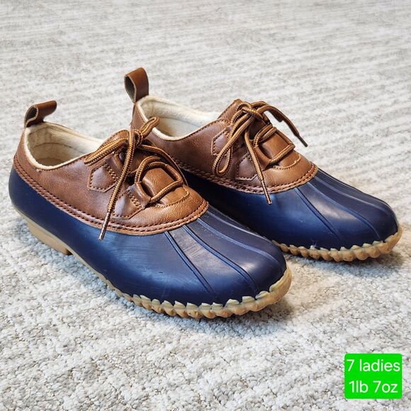 JBU Shoes - JBU by Jambu women's Glenda waterproof duck boot low top brown blue size 7